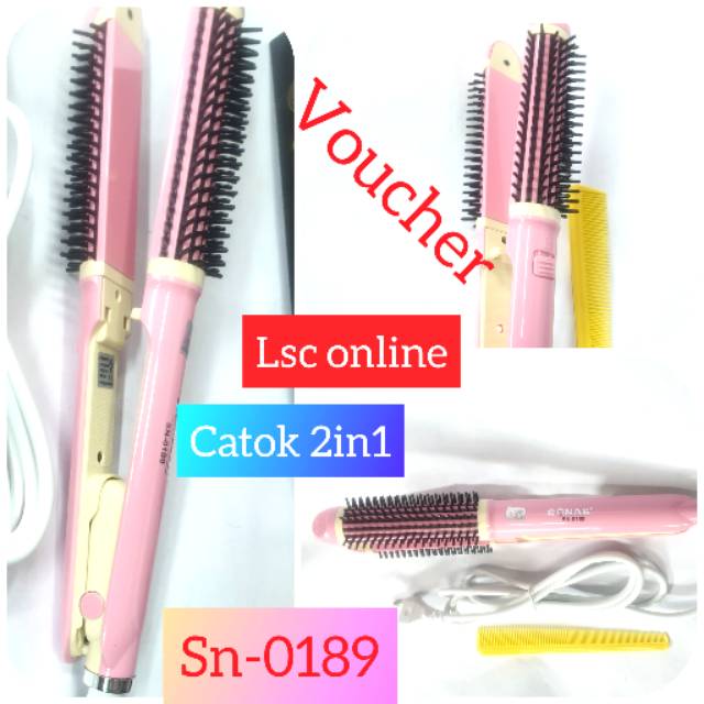 Alat Catok Rambut Sonar sn-0189 Catokan Model Sisir Catok2in1 Curly Keriting dan Rebonding Lurus