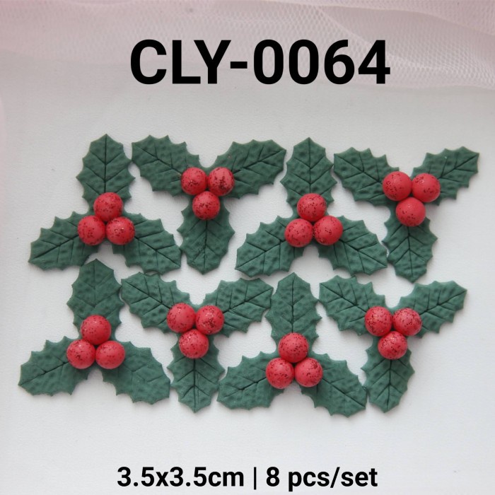 

CLY-0064 HIASAN KUE NATAL CHRISTMAS CLAY FLOWER HOLY LEAF NATAL TERMURAH