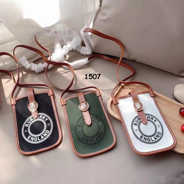 Burberry Mini Logo Graphic Canvas And Leather Phone Bag #1507 # HR TAS IMPORT TAS BRANDED TAS HP