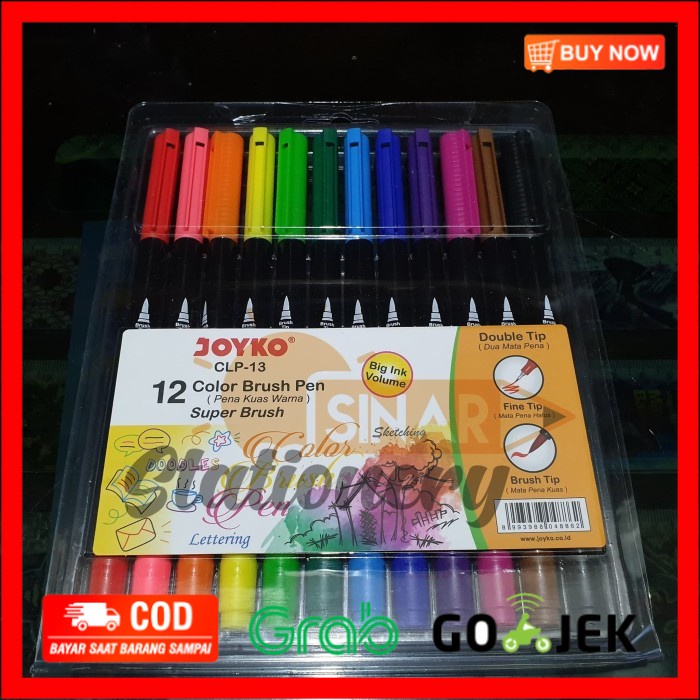 

(BISA COD) Spidol 12 colour brush pen clp-13 joyko