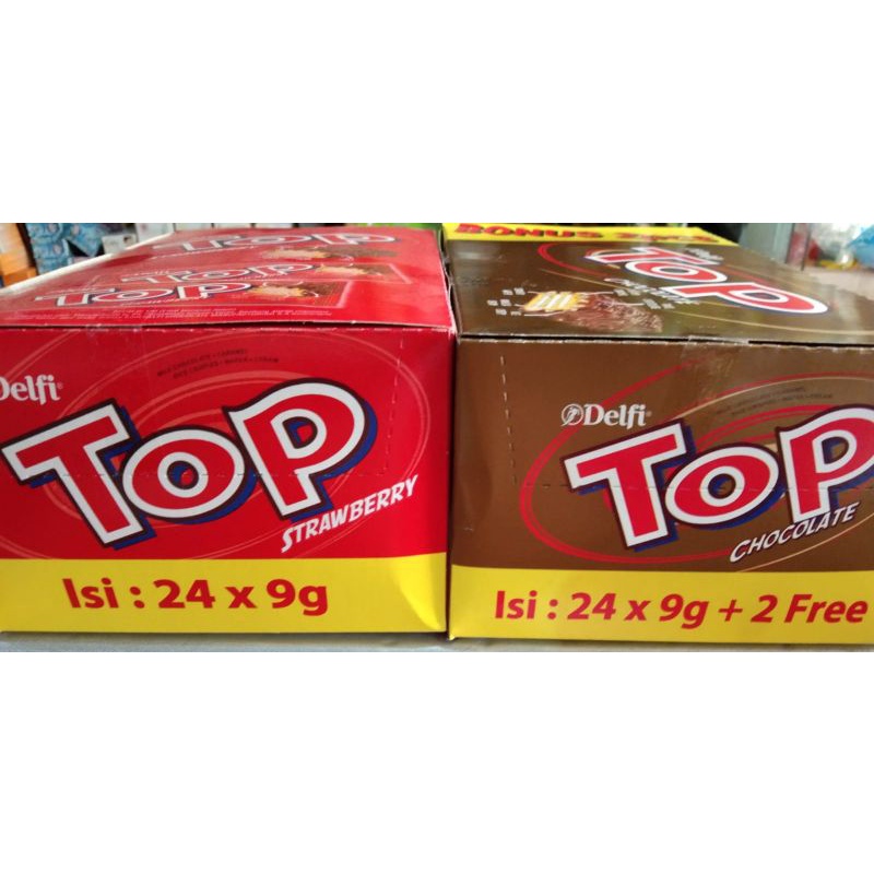 

WAFER TOP DELFI RASA COKLAT KARAMEL / STRAWBERRY 1 KOTAK ISI 24 PCS GRATIS 2 PCS