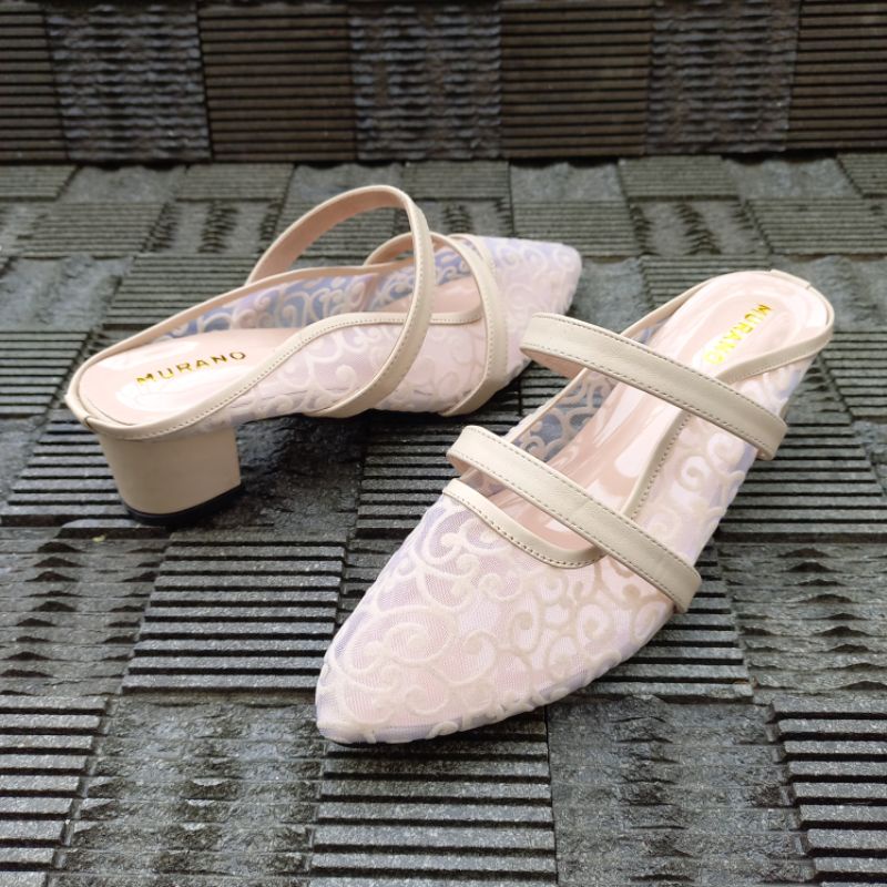 Murano Azkia Cream Brukat Sepatu Big Size Jumbo 41-46