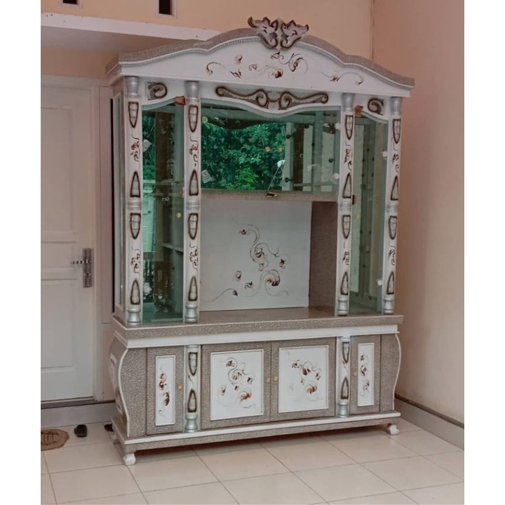 Lemari Pajangan Kristal TV 4 Pintu Bivet Hias Cristal