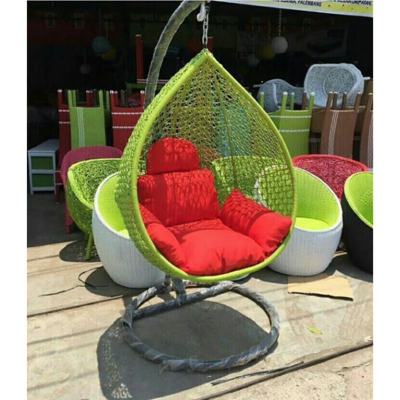 Ayunan Gantung Pir Bawang Rotan Sintetis Termurah Terlaris Kursi Ayunan Teras Rotan Taman Minimalis