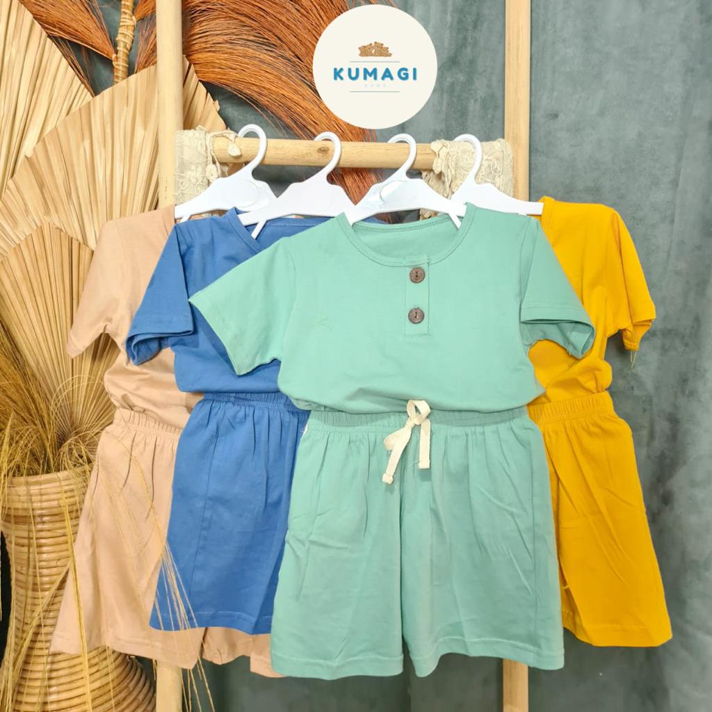 Kumagi - Setelan anak button set baju anak unisex 0 - 6 tahun bahan catton / katun kualitas premium