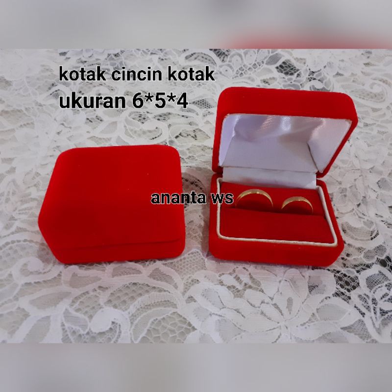 Kotak Cincin Bahan Beludru untuk 2 cincin