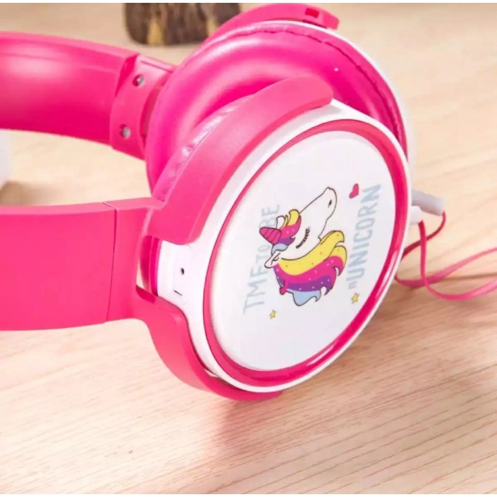 Headset Unicorn Bass Sound Plus Mic Headphone Kids Unicorn