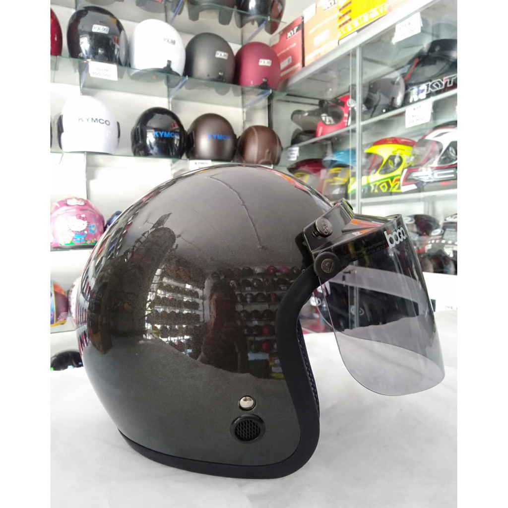 Helm Igloo Polos Kaca Bogo Datar Original Warna Abu Glossy Bisa COD Murah Free Packing Kardus Bubble