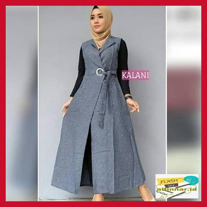 I9Yuyyu- Cardigan Wanita - Rompi Wanita - Kalani Outer Fashion Muslim - Navy 2Qw213-