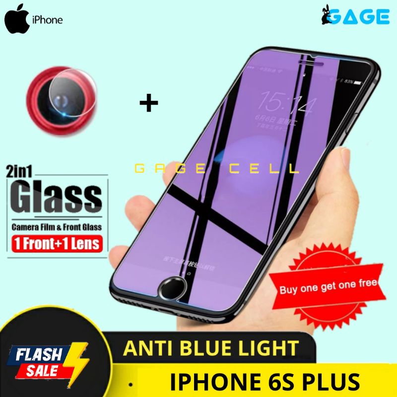 2in1 TEMPERED GLASS ANTI BLUE LIGHT IPHONE 6D PLUS - TG ANTI GORES RADIASI APPLE 6S PLUS SCREEN