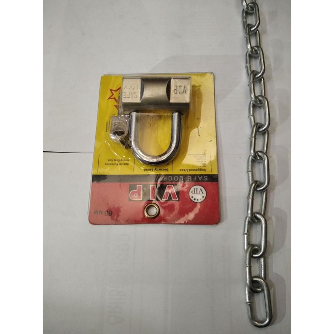 Paket Tali Besi Rantai Talang 3/16 Inch Kunci Pagar Gembok Balok 60 Mm