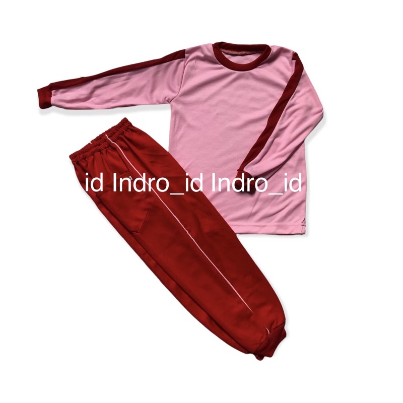 SERAGAM KAOS TK PAUD OLAHRAGA MERAH PINK PANJANG