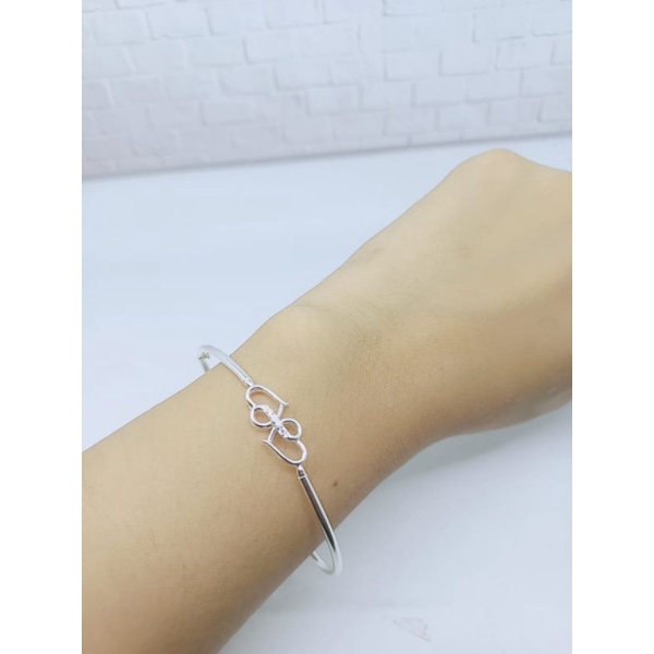 GELANG BANGLE PIPA LOVE DOUBLE MP / GELANG PERAK ASLI SILVER 925 LAPIS EMAS/ GELANG FASHION TERBARU