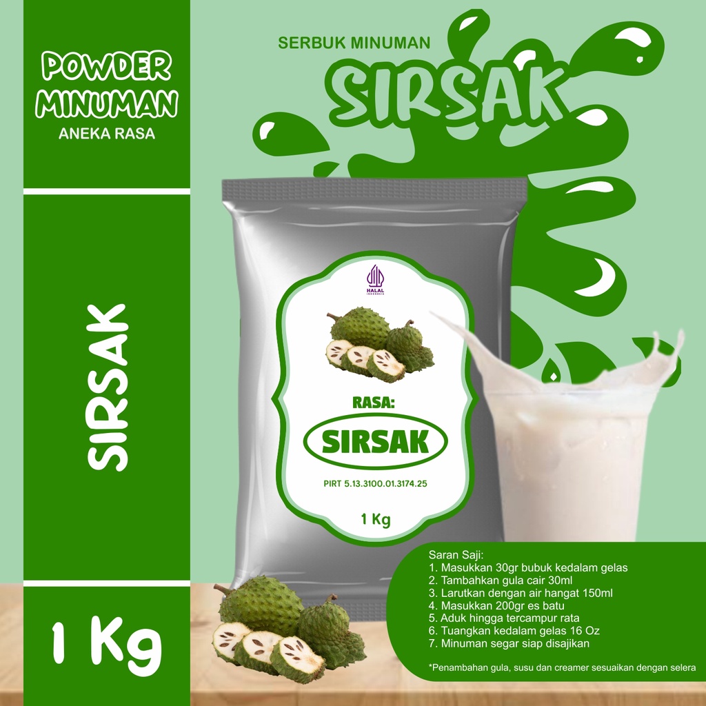 

Bubuk Serbuk Minuman 1kg Rasa Sirsak Bubuk Minuman Kekinian Standar Instan Drink Soursop Powder Boba Drink