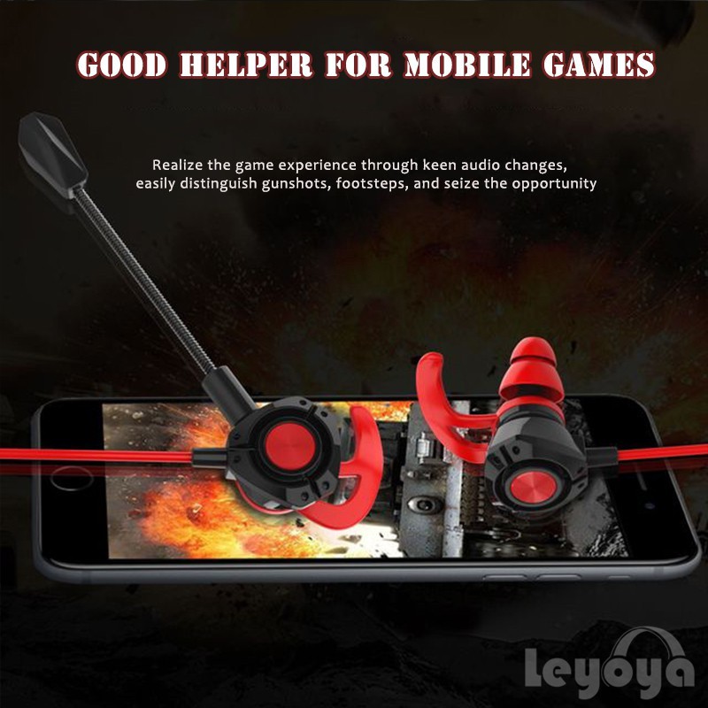 (FREE Case) Headset Sport Gaming PUBG ML Gaming Dynamic Noise Cancelling dengan Dual Mic Bass Earphone Not Leyoya