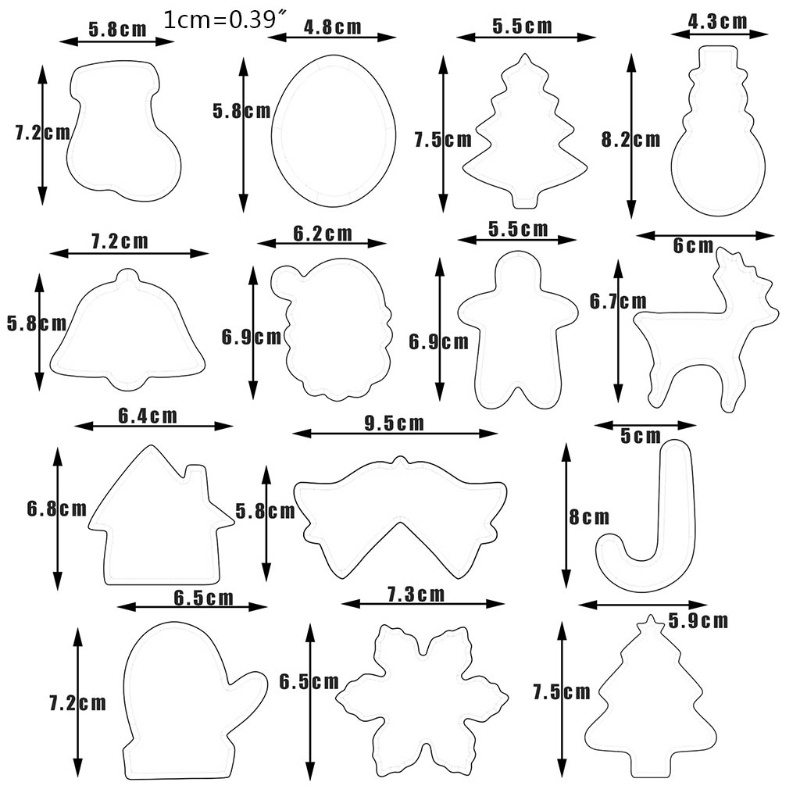 14pcs Alat Pemotong Kue Bentuk Sarung Tangan Snowflake Bahan Stainless Steel Untuk Hadiah