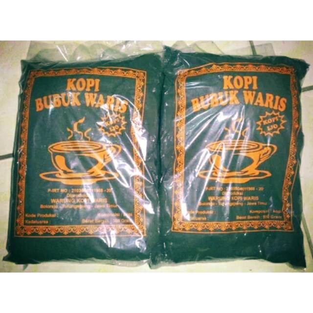 

Bubuk kopi ijo mak waris, kopi chete, kopi lelet tulungagung