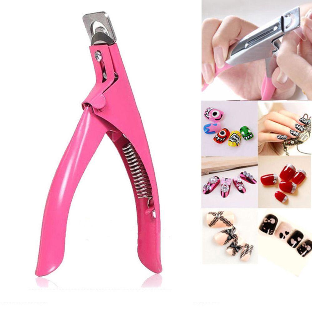 AUGUSTINA Gunting Kuku Palsu Agustina Pink Profesional Manicure Nail Art Alat Pemotong Tepi