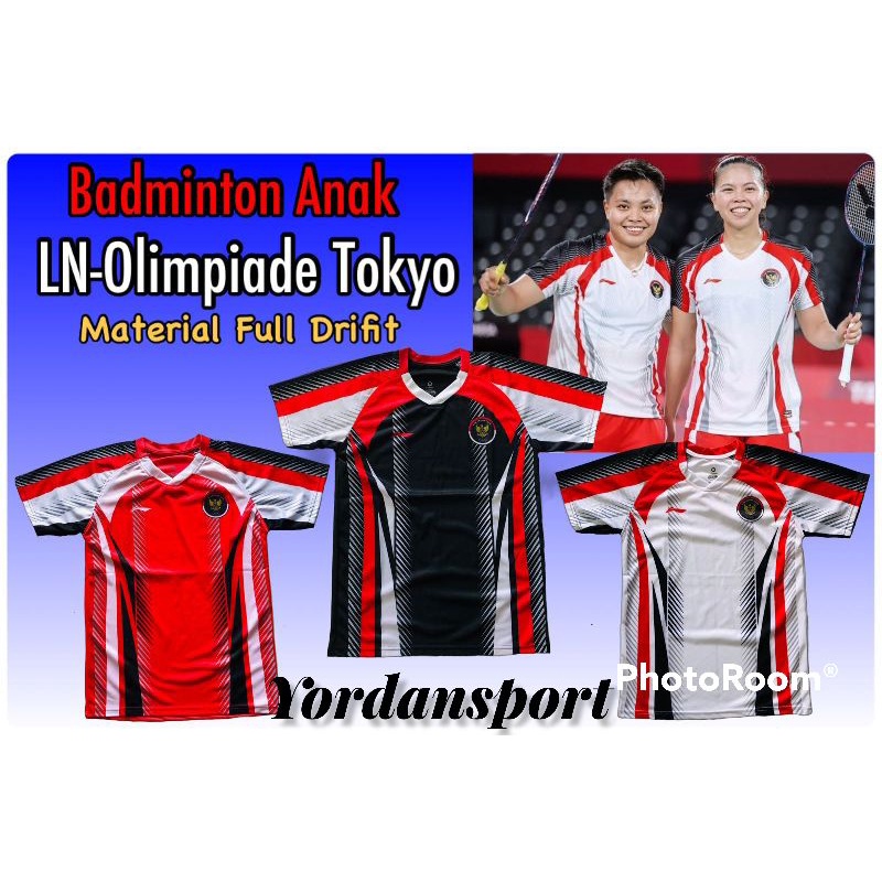 12 PCS - LN OLIMPIADE TOKYO ANAK / Kaos Badminton Anak Olimpiade Tokyo Baju Anak Olimpiade Tokyo