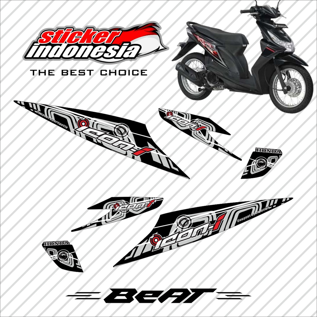 stiker striping honda beat karbu 2008 hitam putih