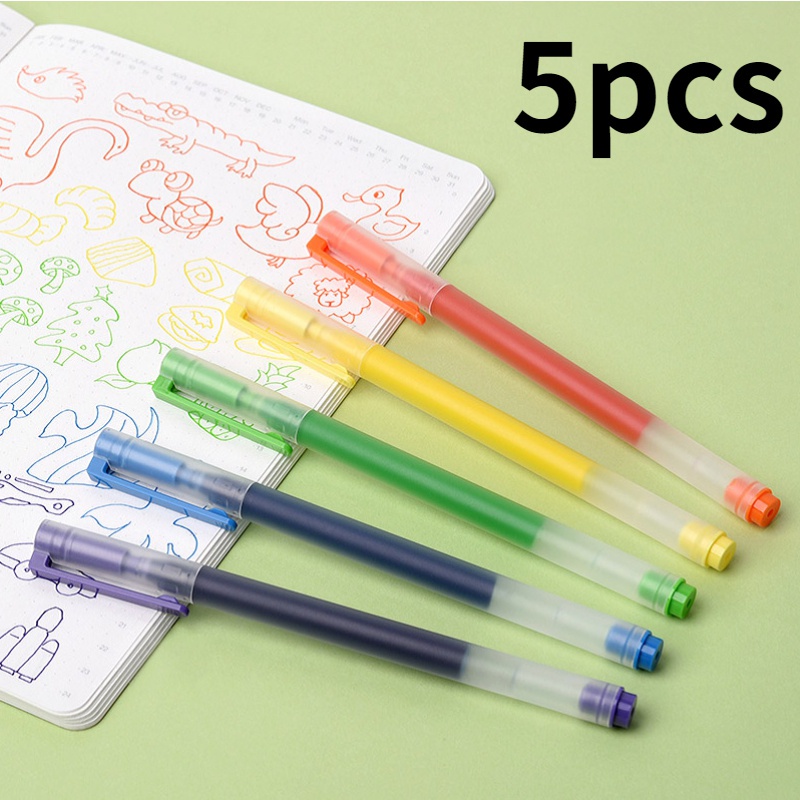 5pcs Pulpen Gel 0.5MM Tinta Warna Warni Untuk Sekolah / Kantor