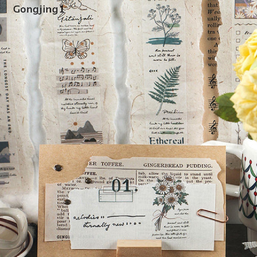 Gongjing1 Stiker Washi Tape Motif Bunga Vintage Untuk Dekorasi Jurnalplannerscrapbook