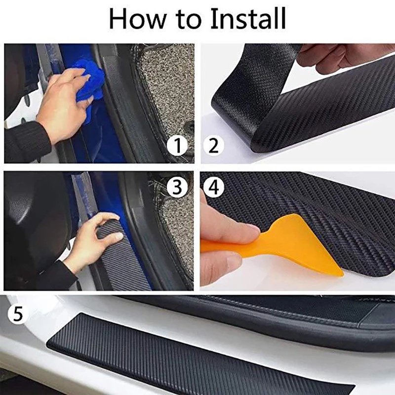 Diy Tempel Strip Pelindung Pelindung Film Pelindung Tape Anti Scraping Untuk Cermin Samping Ambang Mobil 3cm 5cm 7cm 10cm 3D Stiker Mobil Serat Karbon