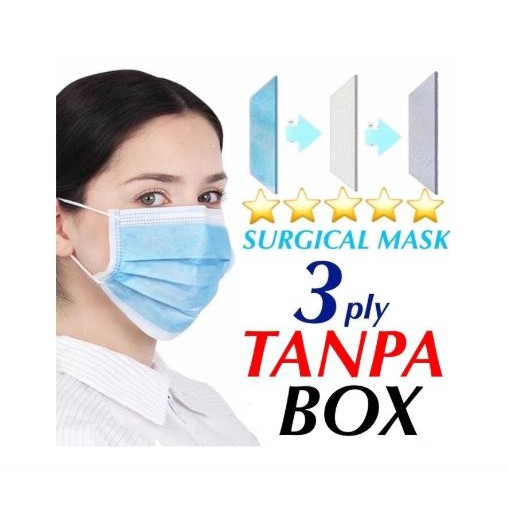 Masker Earloop 3ply surgical Mask Tanpa BOX Bersertifikat