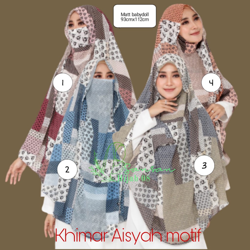 Khimar MOTIF Hijab Jilbab Kerudung Syari Niqob Ceruty Premium Babydoll 2Layer