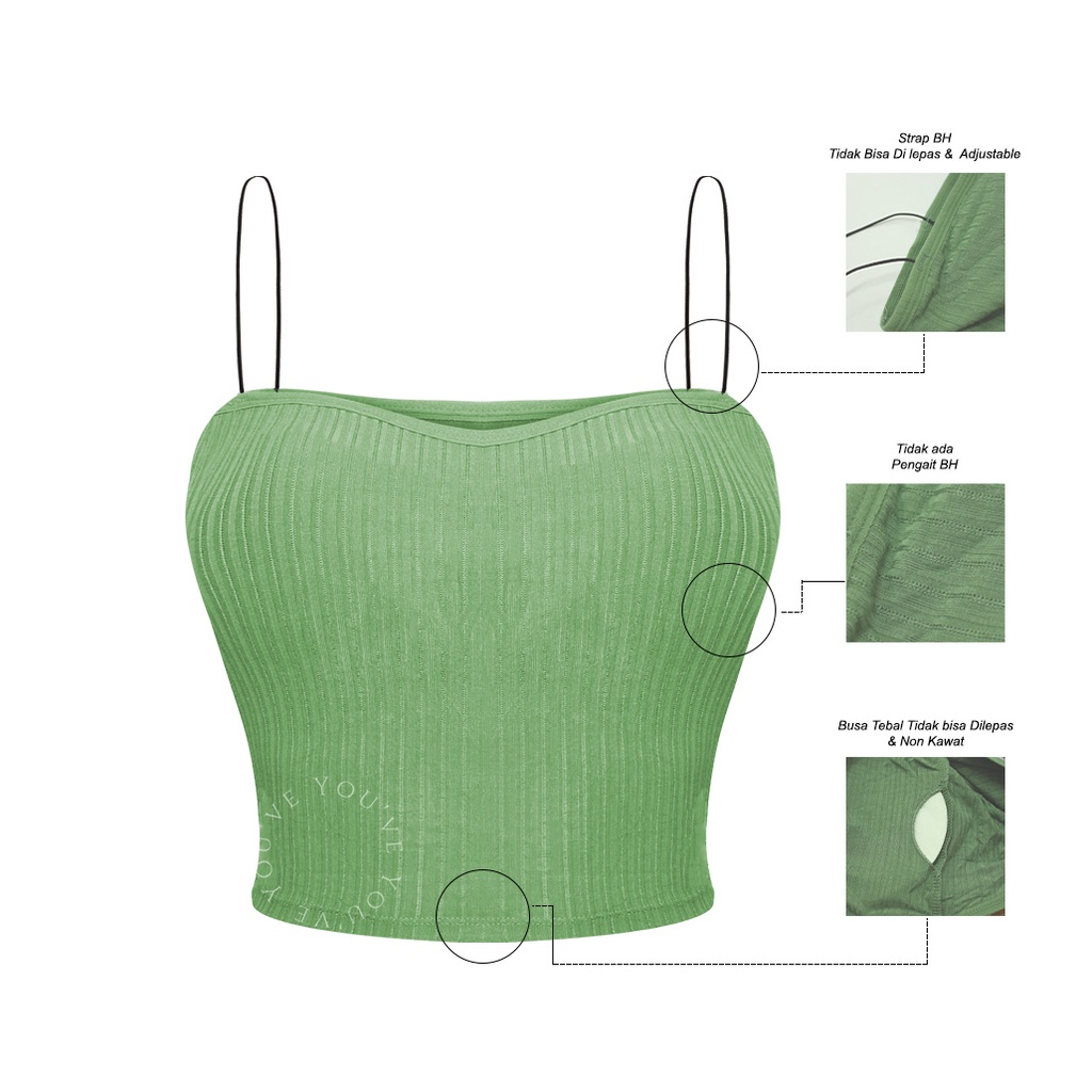You’ve (YouHave) Tanktop Tali Spaghetti Tank Top Wanita Tali Tipis Busa Bra Sport Bra 100053-5