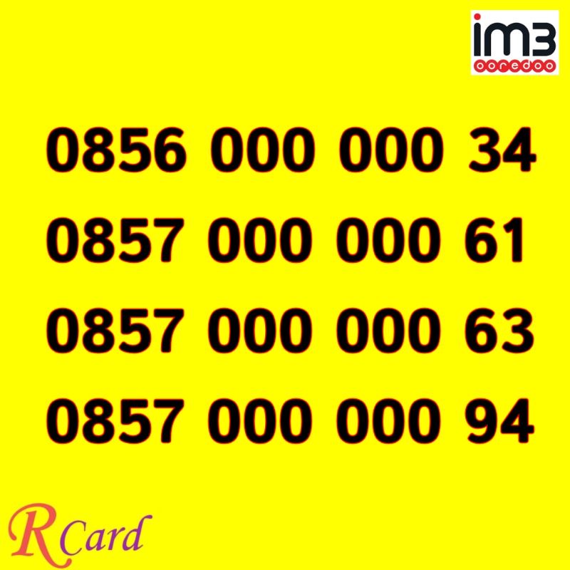Perdana Indosat Im3 Nomor Cantik Unik Spesial Heksa Hexa 0 Rapi 0857 000 000 61 63 94 0856 34