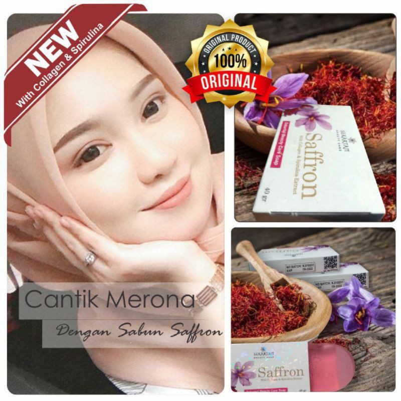Saffron Collagen Spirulina Sabun Pemutih Wajah dan Penghilang Jerawat Ampuh / Sabun Safron Sekartaji