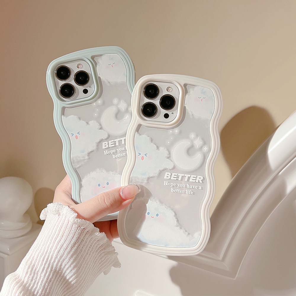 Case Pelindung Transparan Motif Kartun Awan Putih Untuk Iphone XS XR 11 12 13 PRO MAX