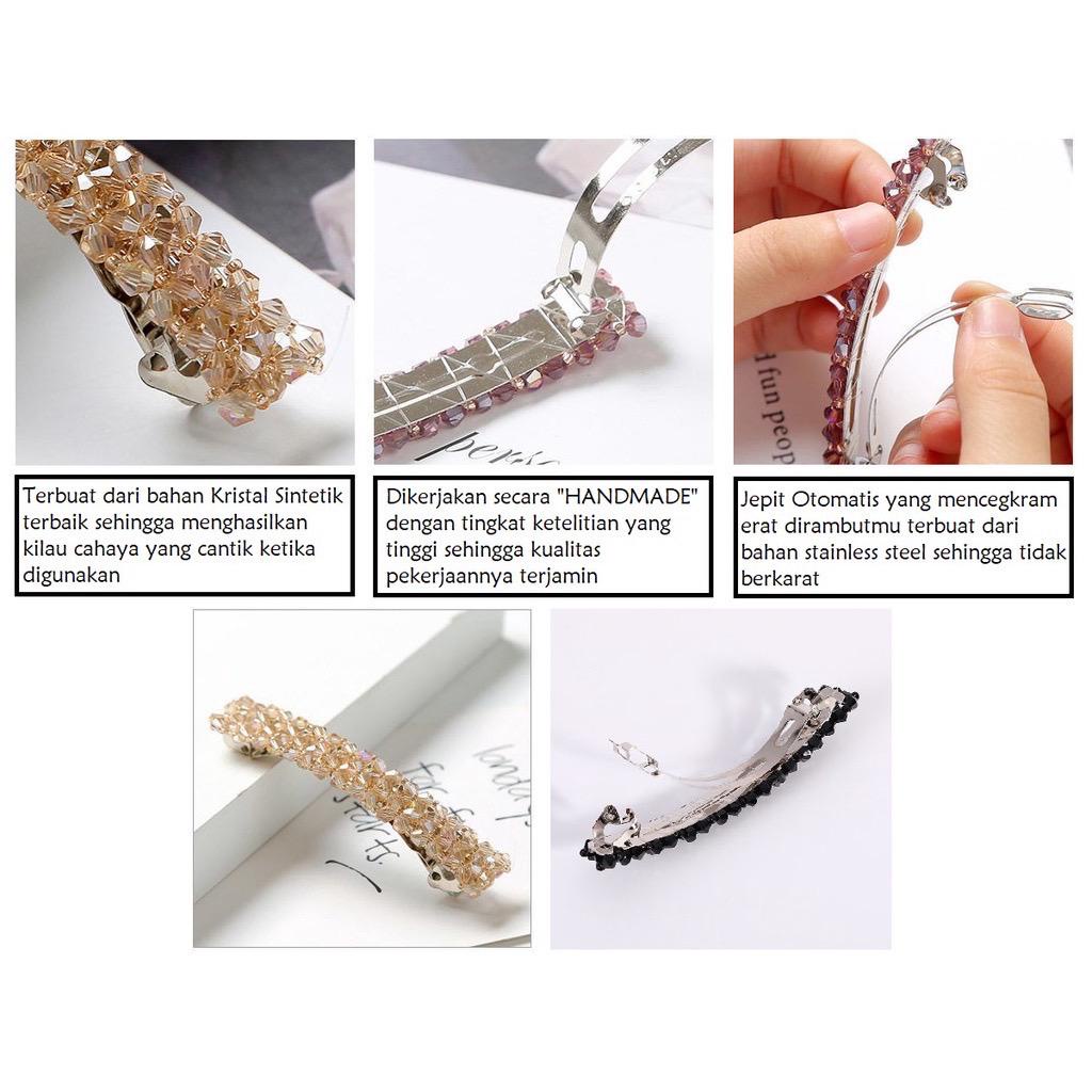 JEPIT RAMBUT BARRETTE KRISTAL 9CM / JEPIT RAMBUT OTOMATIS RHINESTONE KOREAN HANDMADE BEADED CRYSTAL FASHION HAIR CLIPS IMPORT QUALITY