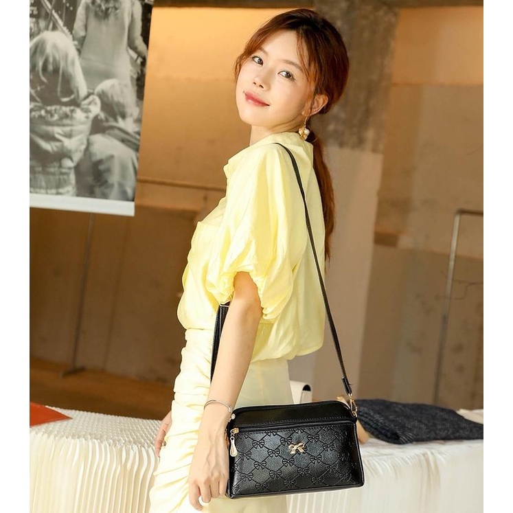 TAS SELEMPANG WANITA PESTA KULIT IMPORT HITAM TA402B5 PICEA SLING BAG MINI CEWEK KOREA FASHION BATAM