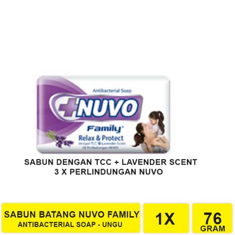 NUVO SABUN BATANG 76 GRAM / NUVO SABUN BATANG MANDI ANTIBACTERIAL