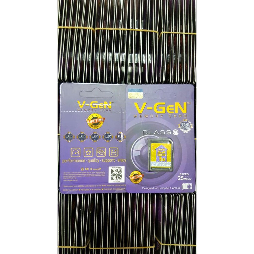 SDHC V-GEN 8GB CLASS 6 48MB/S (SDCARD VGEN) MEMORY KAMERA KODE 890