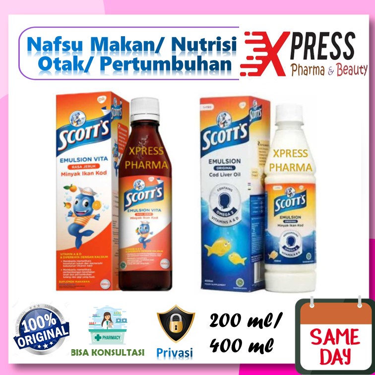 Original XPRESS Scott's Emulsion Minyak Ikan kod Vitamin Nafsu Makan Sirup Scott Scot Skot Cair Exp