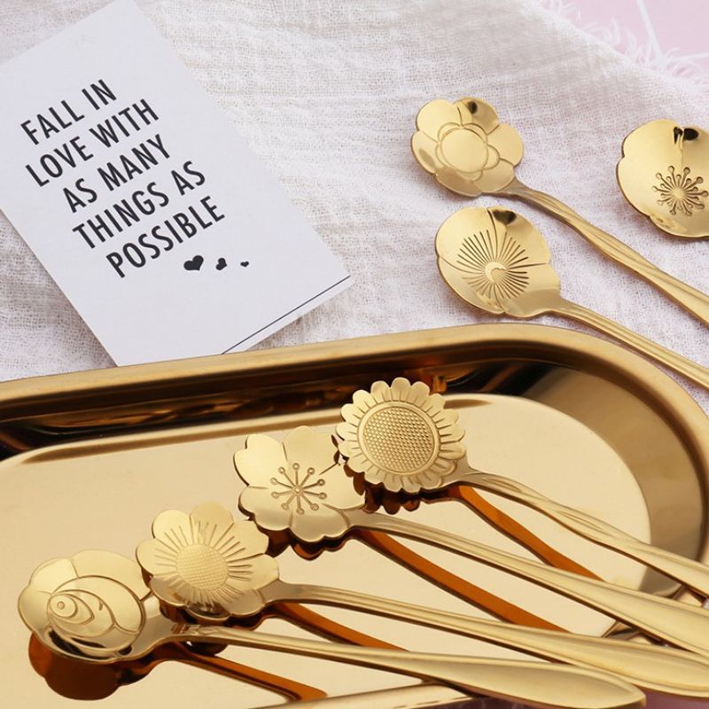 Teh Kopi Set Tea Spoon Mewah Berkelas / Sendok Bunga/ SENDOK TEH KOPI TEA SPOON COFFEE SPOON MEWAH ELEGANT SENDOK TEH GOLD Sendok Teh Kopi /Set Tea Spoon Mewah Berkelas sendok teh gold sendok estetik SENDOK LUCU