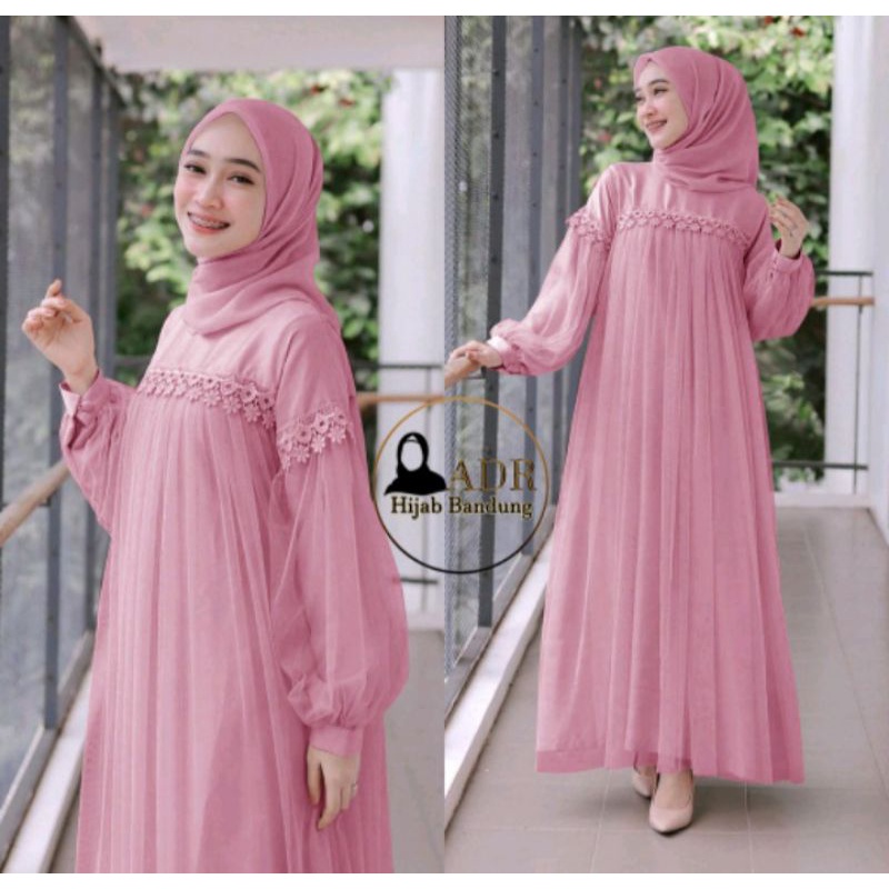 NURAINI MEXI DREES/GAMIS MUSLIM BROKAT TILE CANTIK RENDA