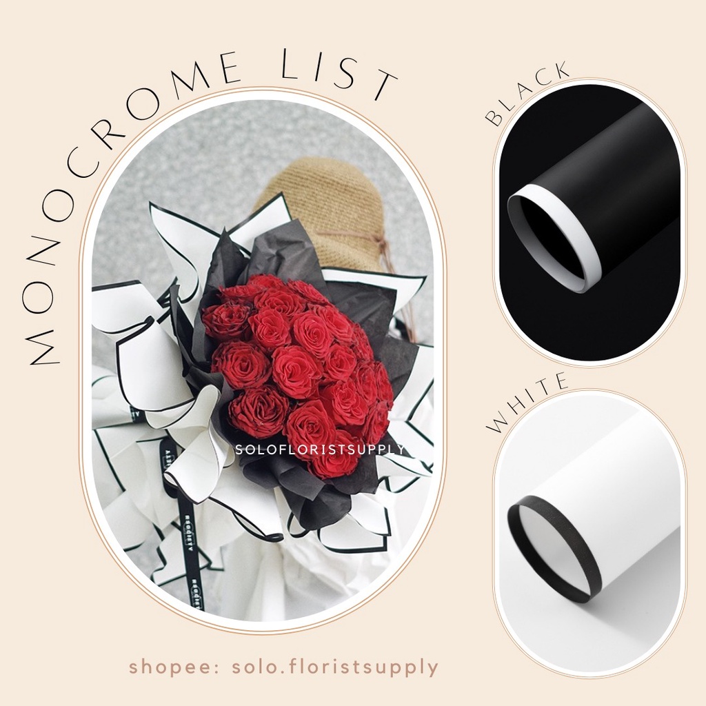 

CER FLOWER WRAPPING MONOCROME LIST BLACK WHITE FRAME CELLOPHANE WATERPROOF KERTAS BUKET BUNGA FLOWER WRAPKERTAS BUKET PEMBUNGKUS BUNGA BUKET CELLOPHANE