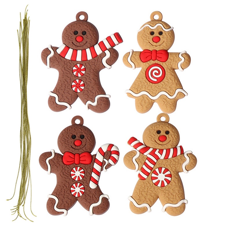 1 Set Ornamen Gantung Bentuk Gingerbread Man Untuk Dekorasi Pohon Natal