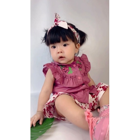 setelan kemeja anak perempuan 1 2 3 tahun newborn 6 12 bulan ruffle ALLYSA NADIA shirt set setelan balita shirt set