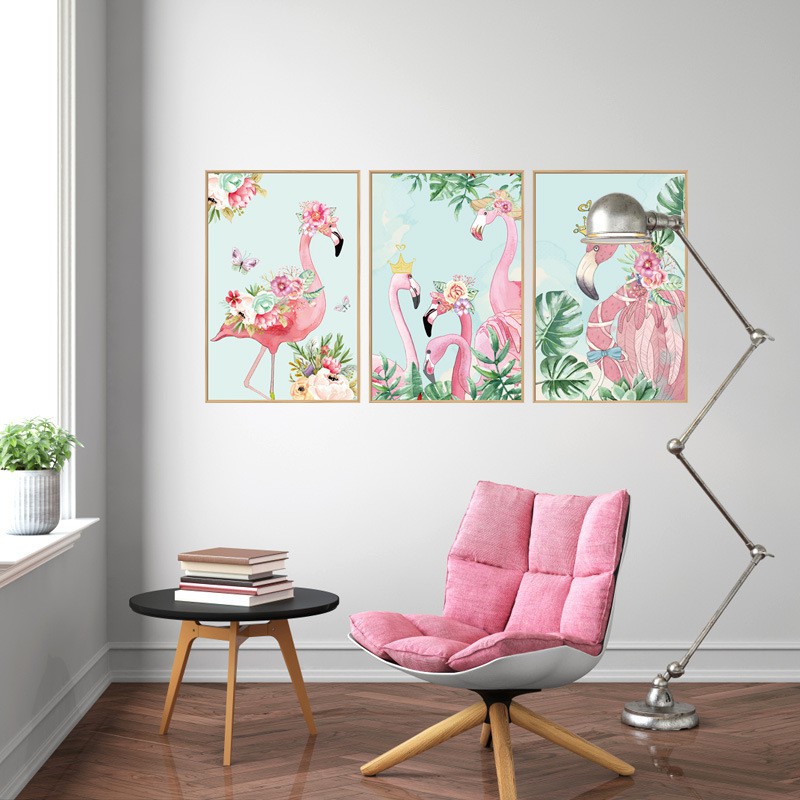 Reliza Wall Sticker Blue Frame Flamingo Stiker Dinding LDR