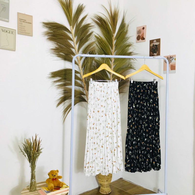 ROK PLISKET MOTIF BUNGA DAILY / ROK PREMIUM WANITA / TERBARU TERLARIS / MOTIF BUNGA DAILY