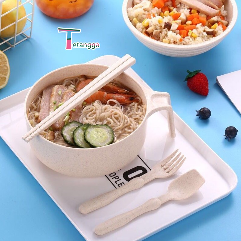 Set Mangkok 6 in 1 Mangkuk Wheat Straw Pemasak Mie Serbaguna dengan Tutup COVER THE CUP BOWL VS-42