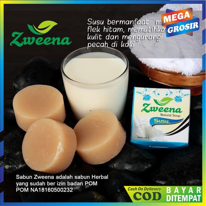PROMO SABUN ZWEENA NATURAL SOAP SUSU ( SABUN HERBAL BER BPOM )