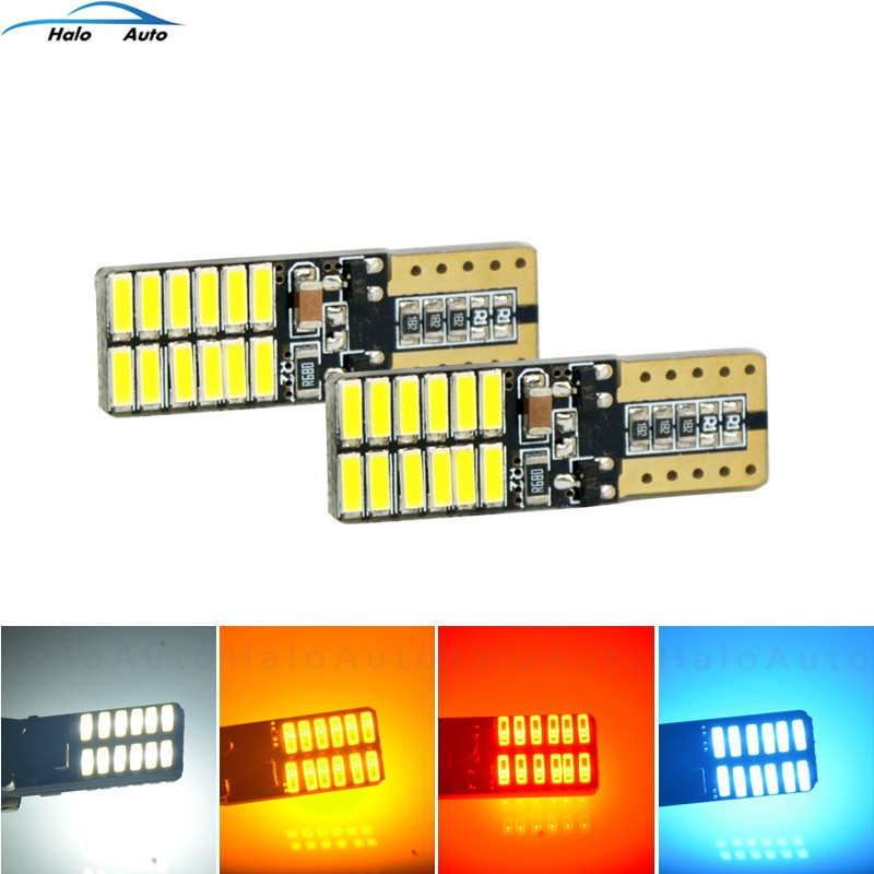 1 pc Bola Lampu LED T10 4014 24SMD 12V 194 W5W untuk Mobil