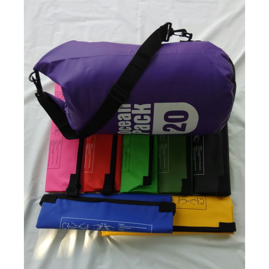 【COD】 Ocean Pack` Dry Bag 20 Liter` DryBag Waterproof 20L` Tas Kantong Anti Air 20 L` Diving Snorkling Renang Hiking Camping Traveling