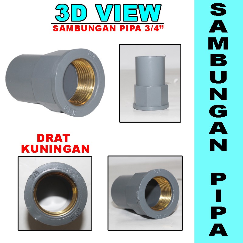 EELIC SAP-3/4I Sambungan Pipa 3/4 INCH Drat Kuningan